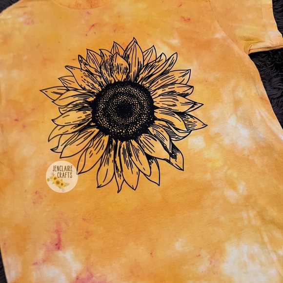 Sunflower doodle Tie Dye Graphic T Shirt NWT retro groovy - Picture 2 of 6